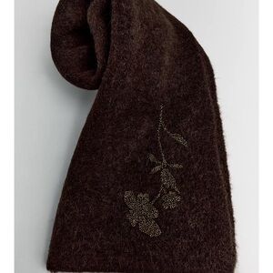 Zara Dark Brown Wool-Blend Scarf